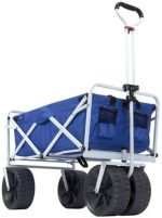 Mac Sports Heavy Duty Collapsible Folding All Terrain Utility Beach Wagon Cart, Blue/Black - Image 5